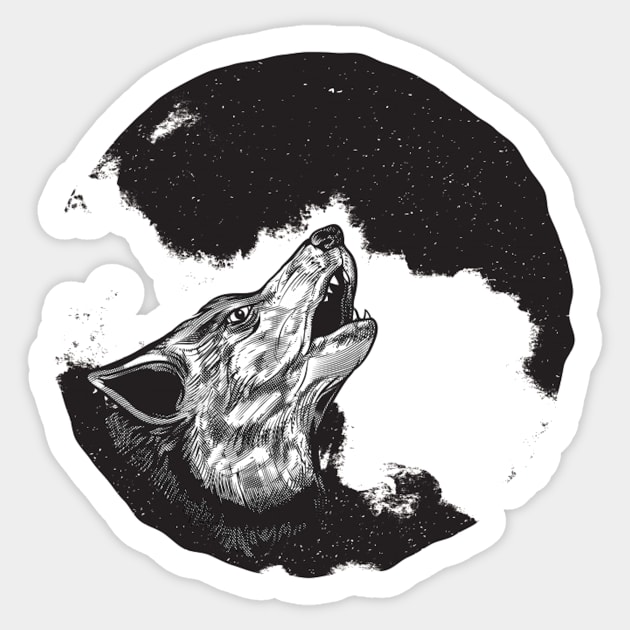 Wolf howling at full moon Sticker by t-shiit